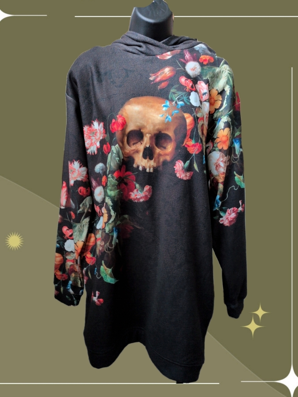 ✨ Aloha from Deer Black Danse Macabre Oversized Longline Hoodie  Size S